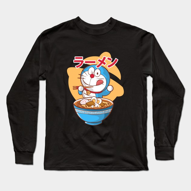 Doraemon Ramen Food Anime Tshirt Long Sleeve T-Shirt by JDaneStore